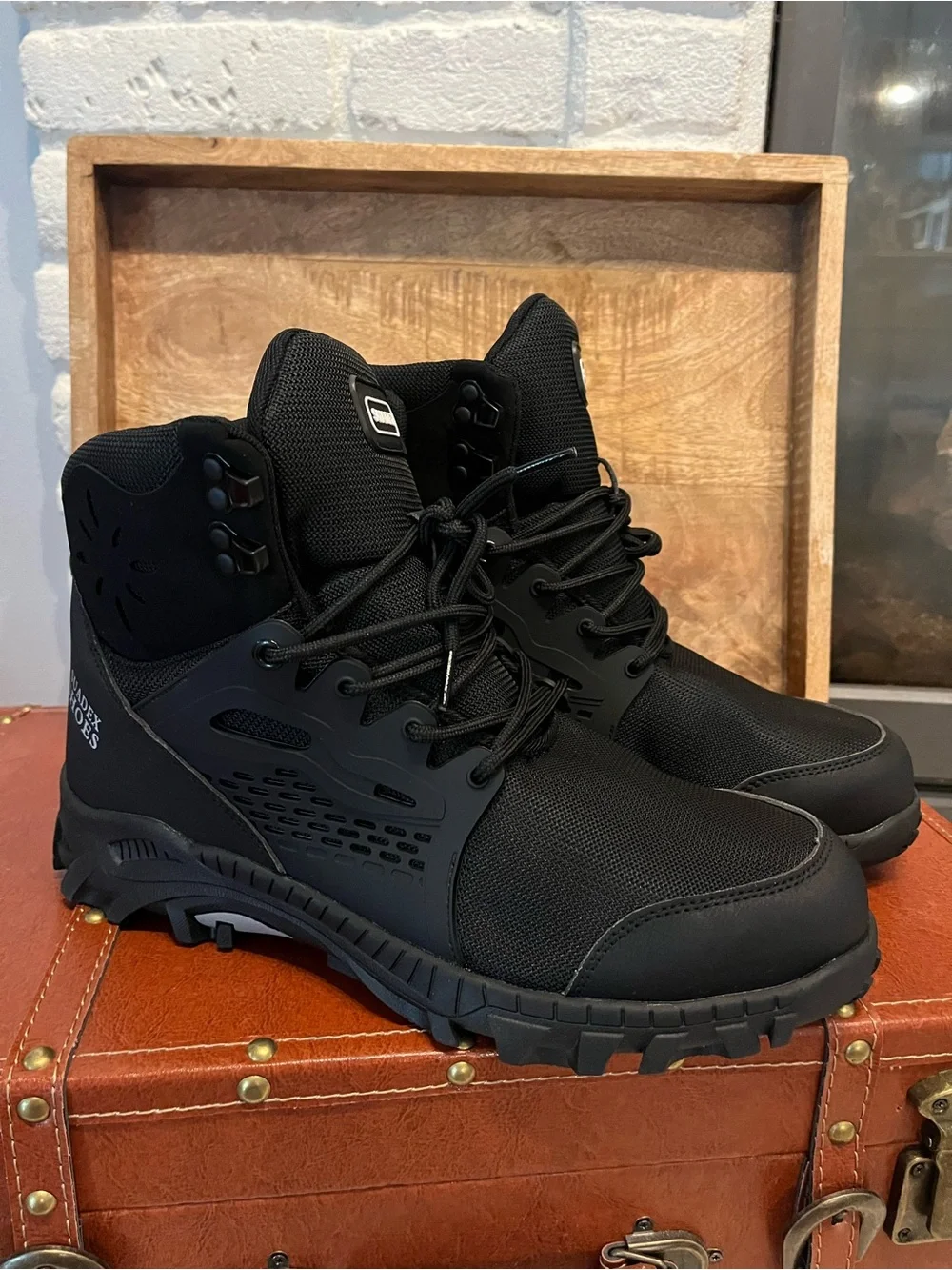 Mens Sneakers Work Safety Shoes Mesh Steel Toe Cap Waterproof Boots Size US 8.5